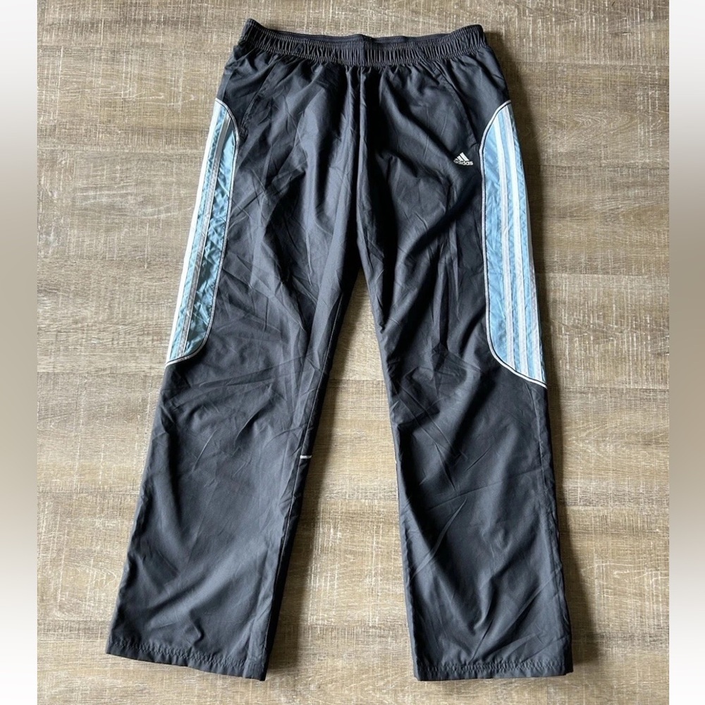 ▶️ Adidas Womens Wind Pants M Black Blue Straight Leg Track Pants NWT